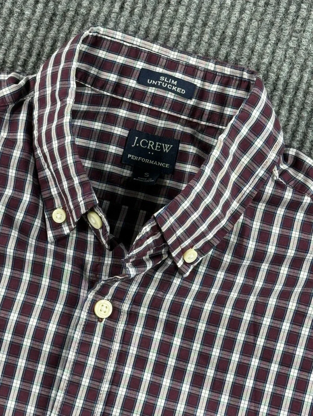 J.Crew Slim Untucked Performance Long Sleeve Button Down Mens S Preppy Plaid